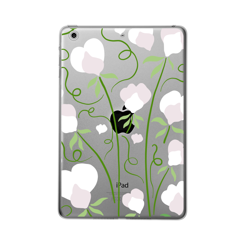 白い花の模様 iPad (第7/8/9世代)オリジナルケース