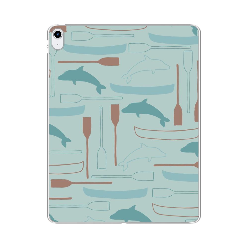 イルカとカヌーのパターン iPad (第10世代)オリジナルケース