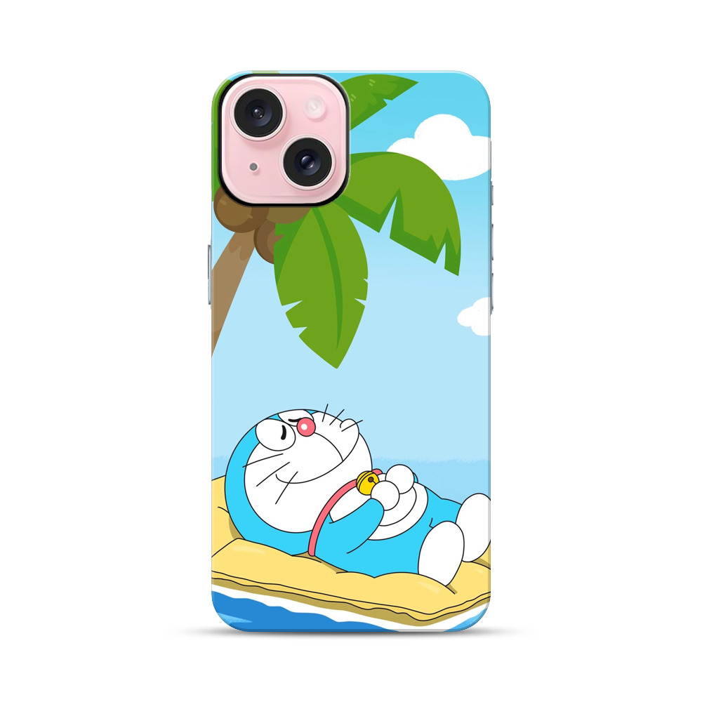 ヤシの木とドラえもん iPhone 15オリジナル耐衝撃ケース
