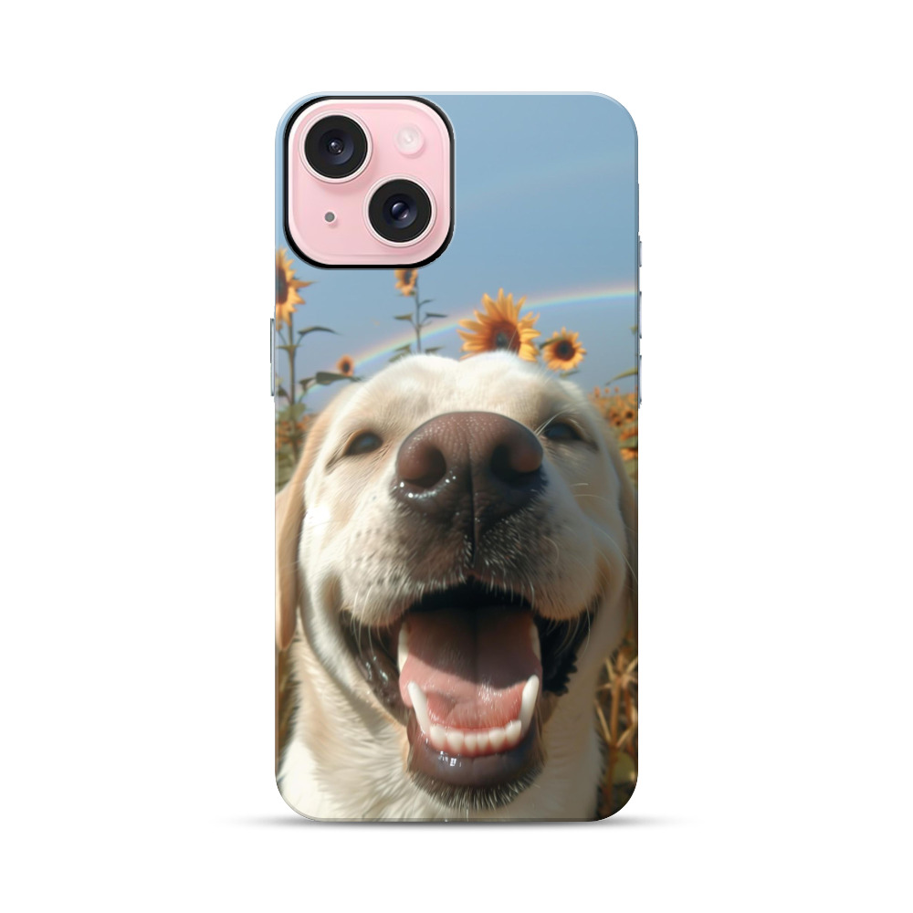 ひまわりと犬 iPhone 15オリジナル耐衝撃ケース