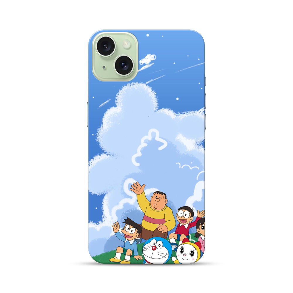 ジャイアンとのび太の雲空 iPhone 15 Plusオリジナルハードケース