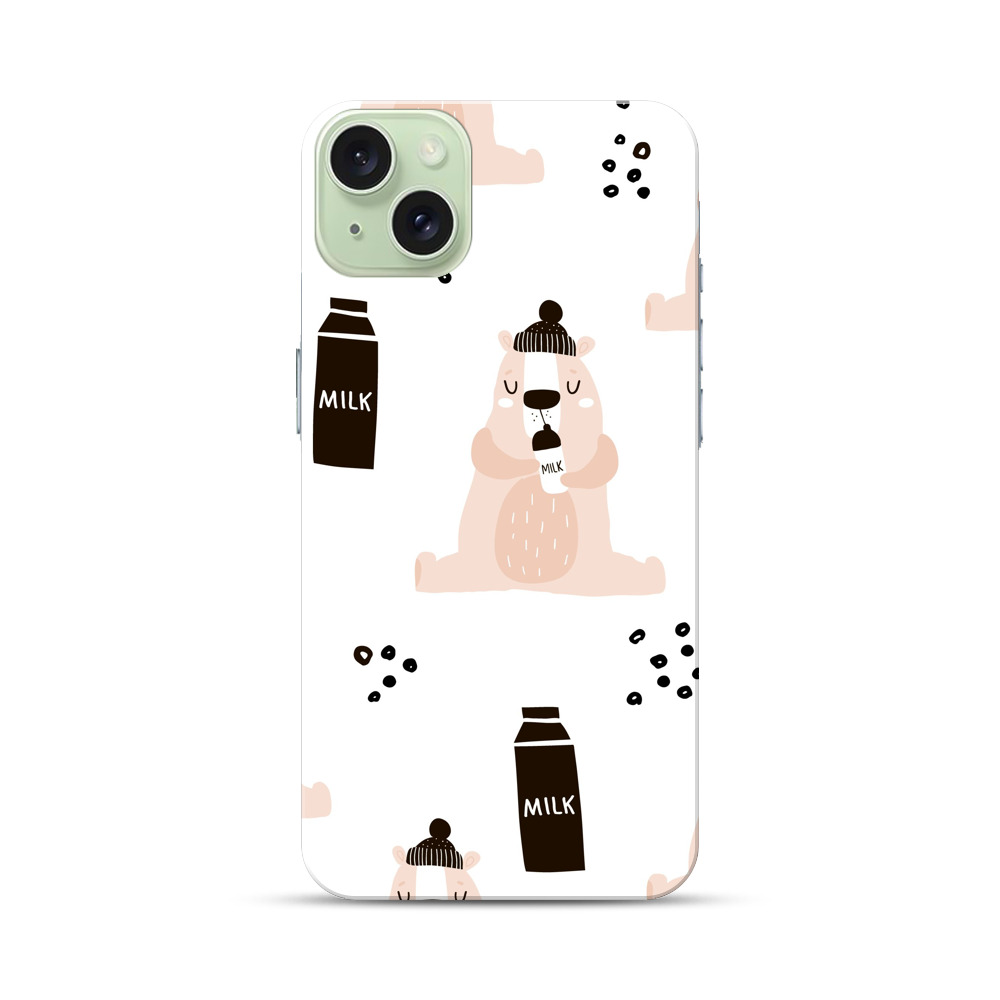 ミルクを飲むクマ iPhone 15 Plusオリジナルハードケース
