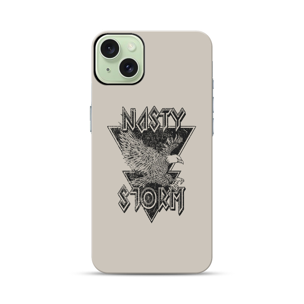 イーグルと嵐のデザイン iPhone 15 Plusオリジナル耐衝撃ケース