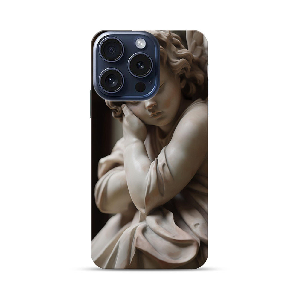 やさしく眠る天使像 iPhone 15 Proオリジナルハードケース