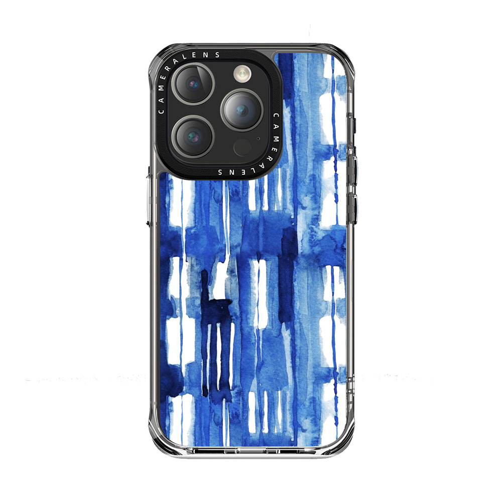 青い水彩のパターン iPhone 15 Pro Maxオリジナルケース