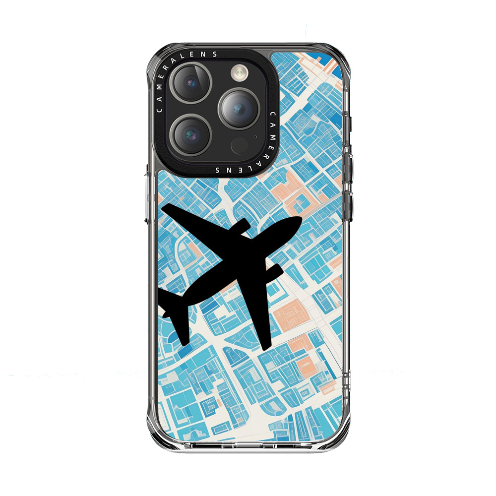 都市地図と飛行機 iPhone 15 Pro Maxオリジナルケース