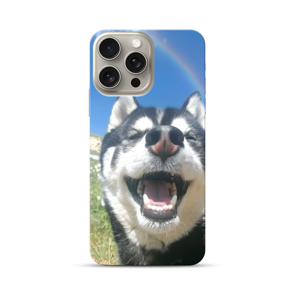 笑顔のハスキー犬 iPhone 15 Pro Maxオリジナルハードケース