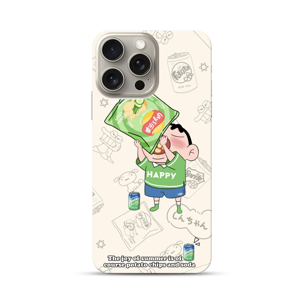 大きなポテトチップスを食べる子供 iPhone 15 Pro Maxオリジナルハードケース