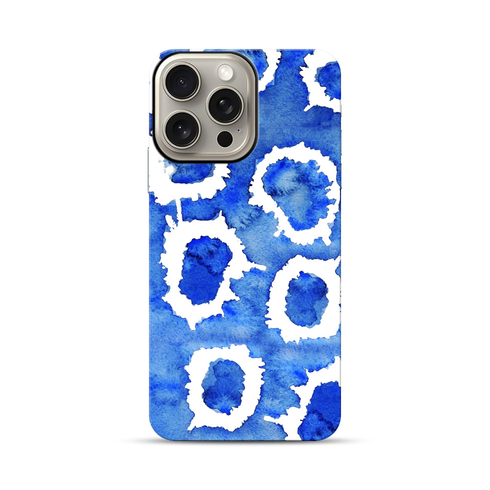 青い水彩のパターン iPhone 15 Pro Maxオリジナル耐衝撃ケース