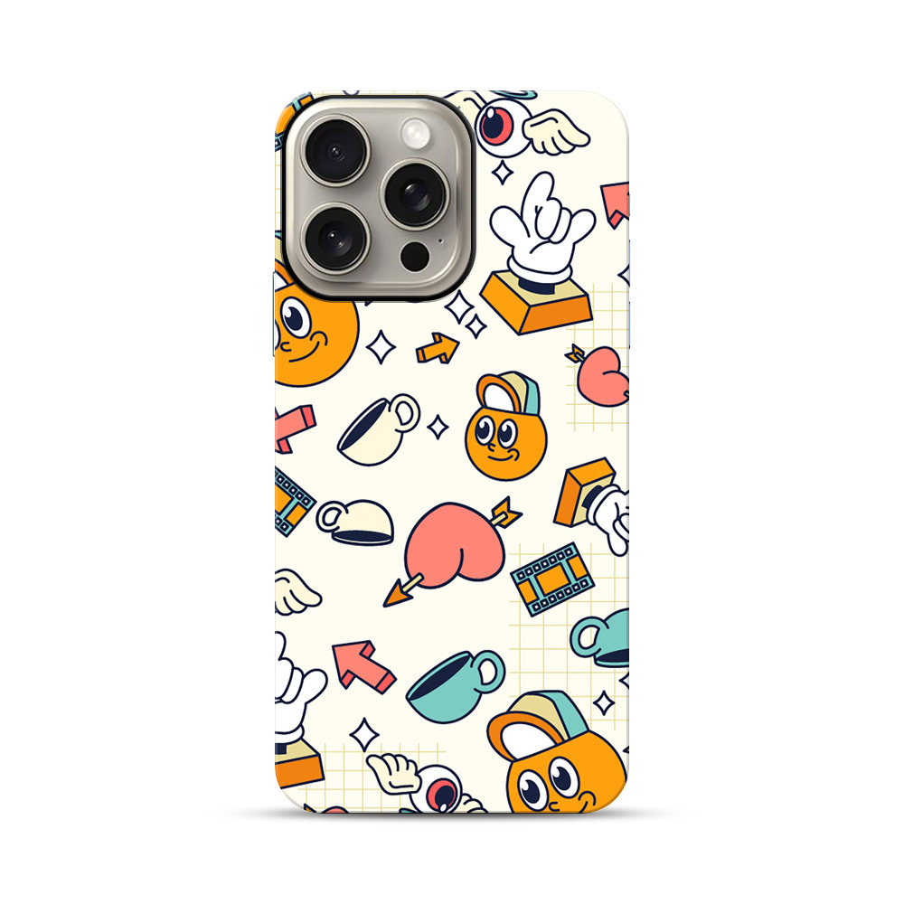 カラフルなパターン iPhone 15 Pro Maxオリジナル耐衝撃ケース