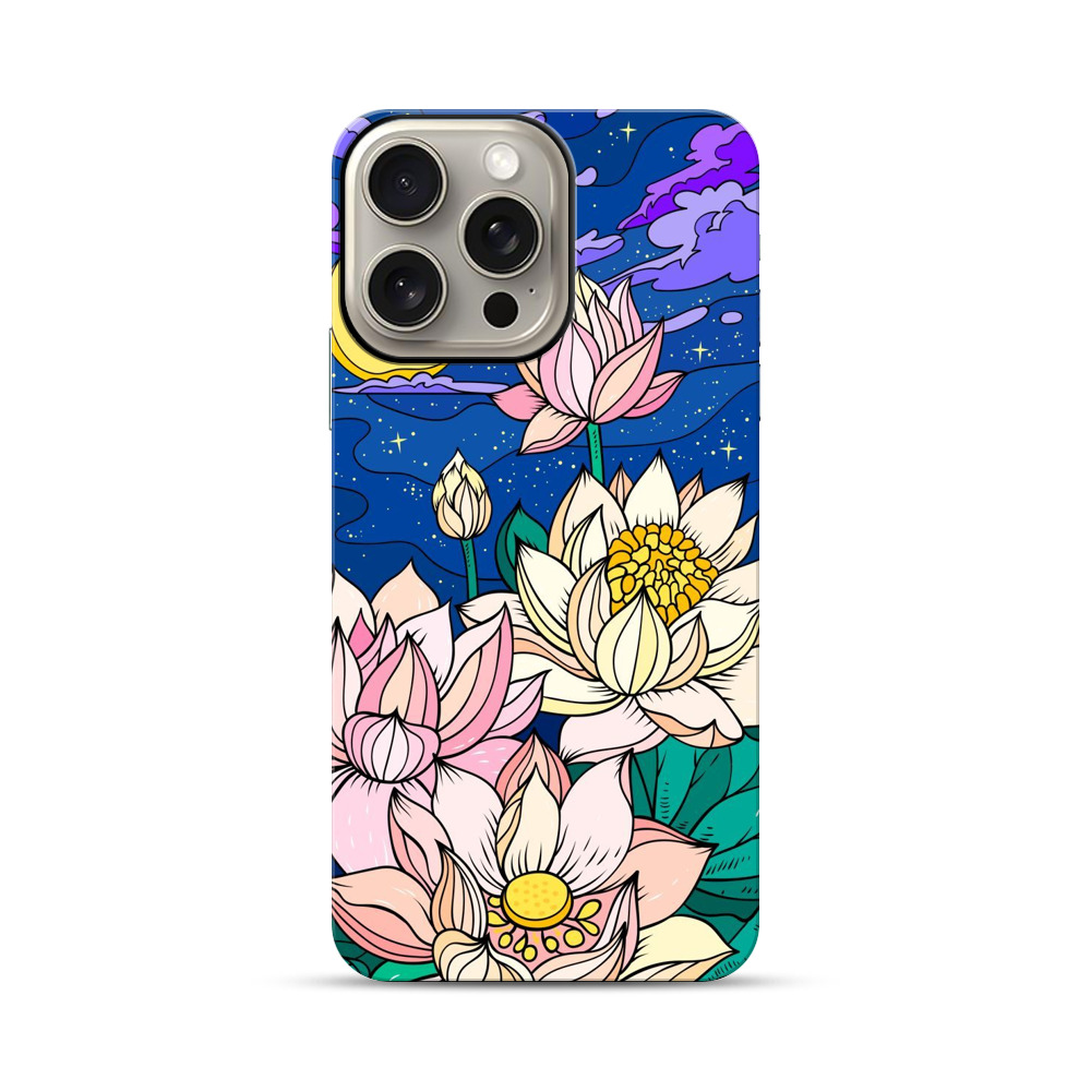 夜空の蓮 iPhone 15 Pro Maxオリジナル耐衝撃ケース