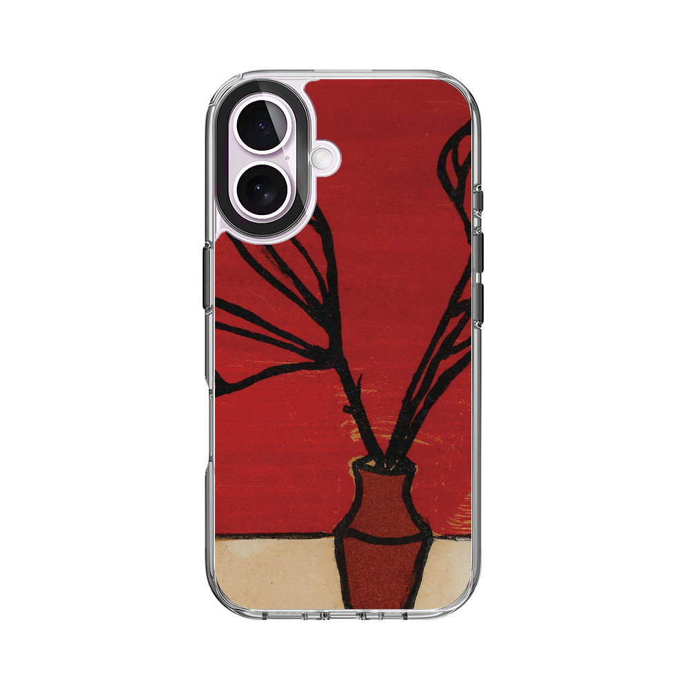 赤い背景の花瓶と枝 iPhone 17オリジナルケース
