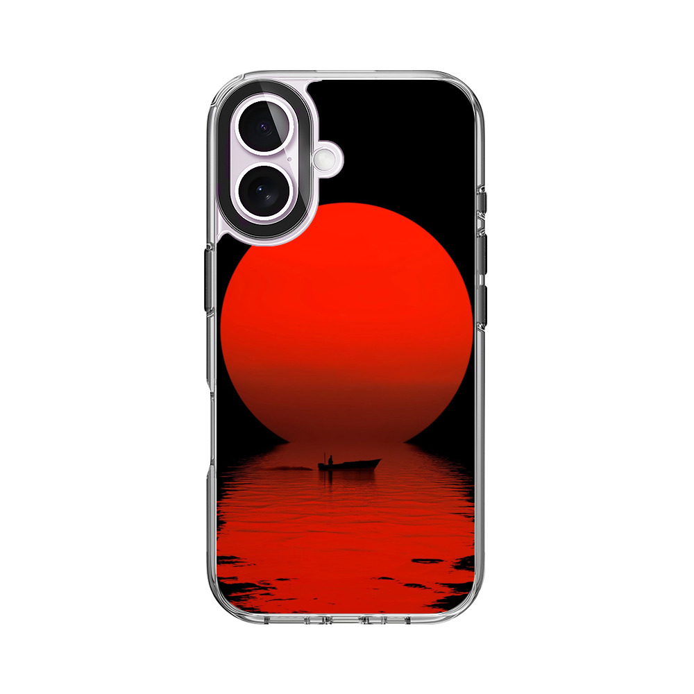 赤い太陽とボート iPhone 17オリジナルケース