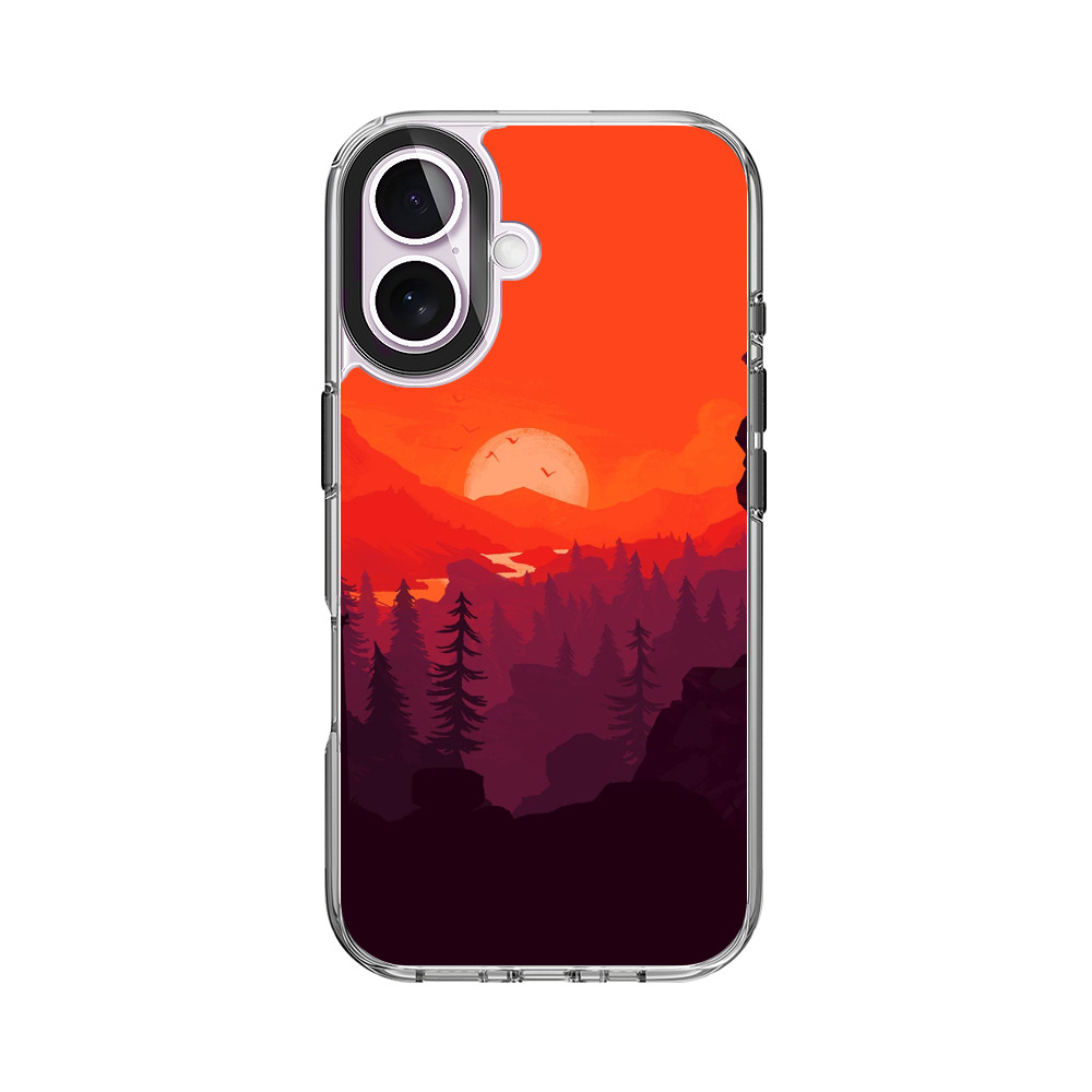 赤い夕日の登山シルエット iPhone 17オリジナルケース
