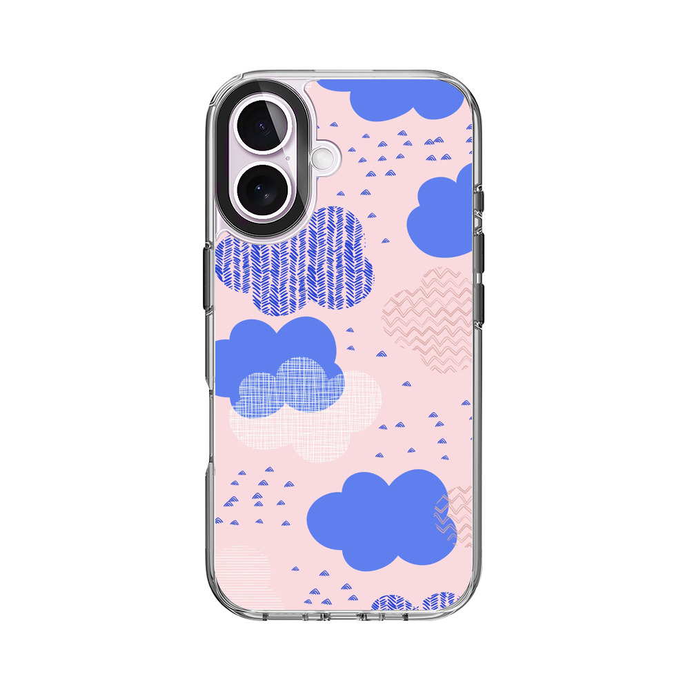 青とピンクの雲パターン iPhone 17オリジナルケース