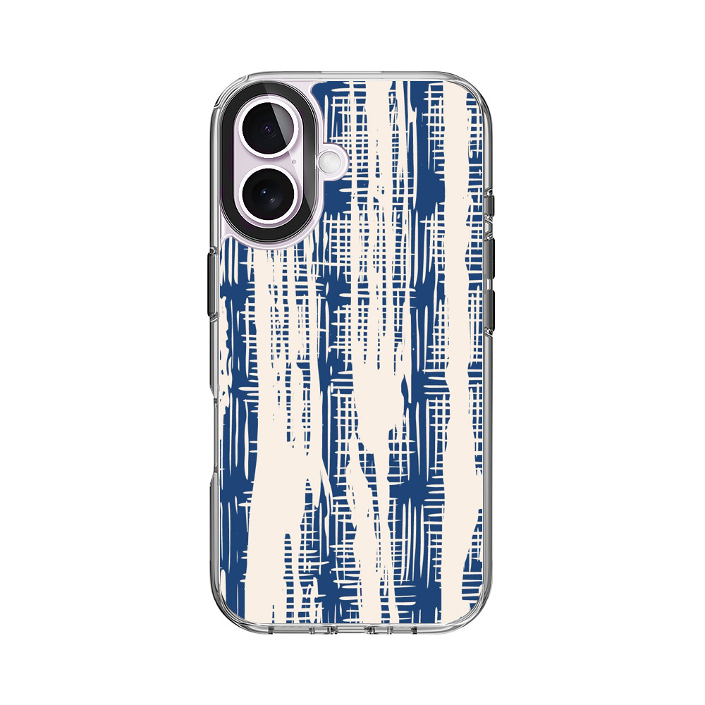 青と白の抽象パターン iPhone 17オリジナルケース