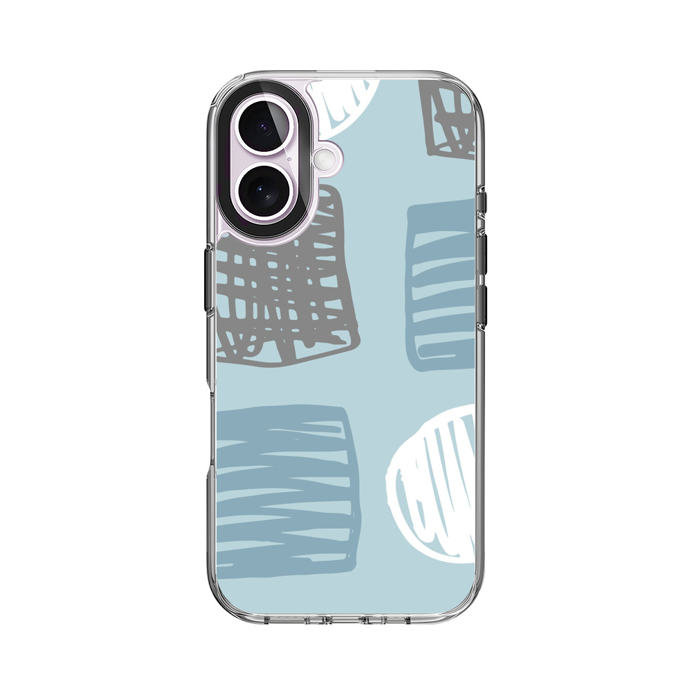 青い背景の幾何学模様 iPhone 17オリジナルケース