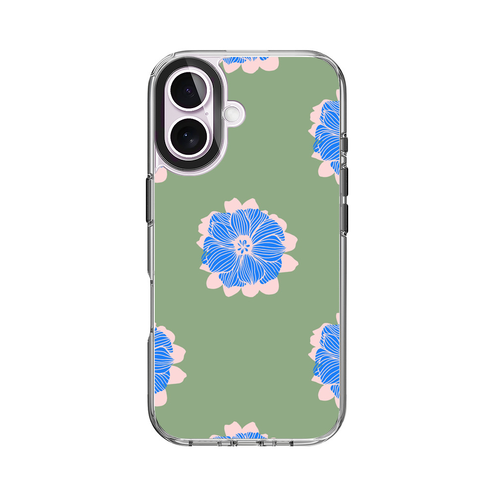 青い花のパターン iPhone 17オリジナルケース