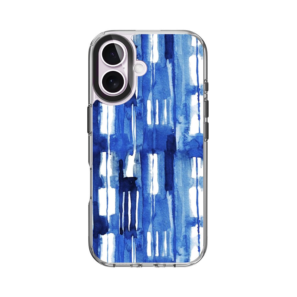 青い水彩のパターン iPhone 17オリジナルケース
