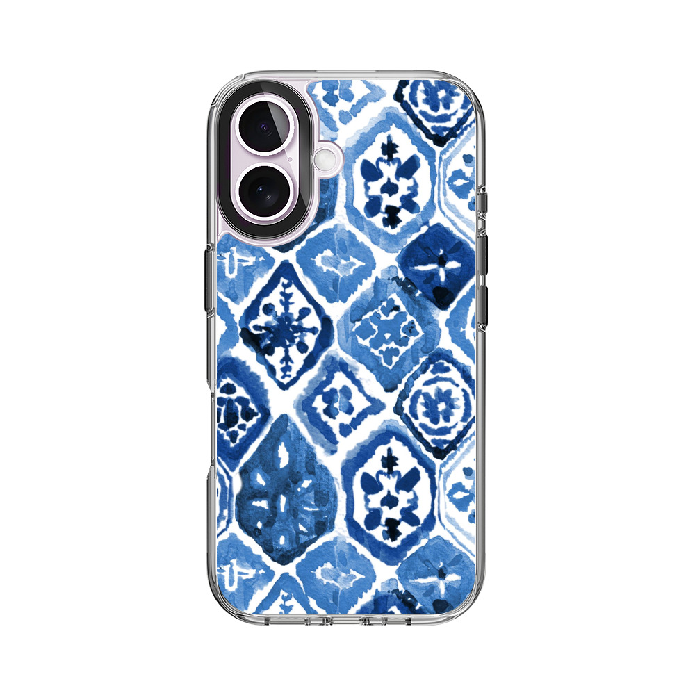 青い模様のパターン iPhone 17オリジナルケース