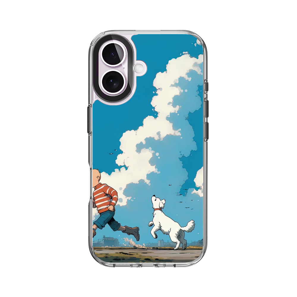 青空と電車の前の少年 iPhone 17オリジナルケース