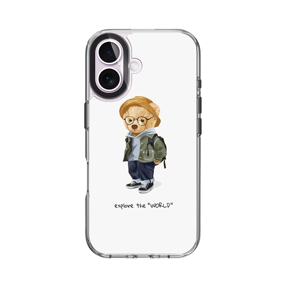 冒険するかわいいクマのキャラクター iPhone 17オリジナルケース