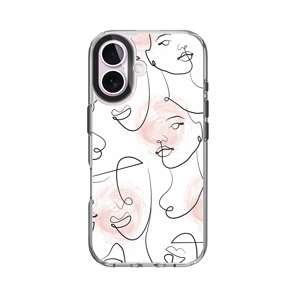 抽象的な顔の線画パターン pink-dream 抽象的な顔の線画パターン pink-dream