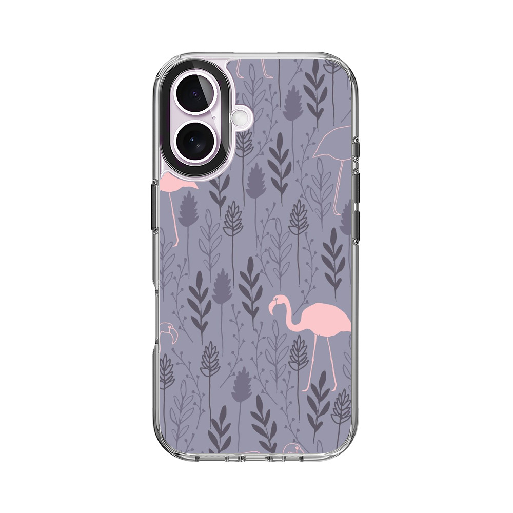 フラミンゴと植物のパターン iPhone 17オリジナルケース