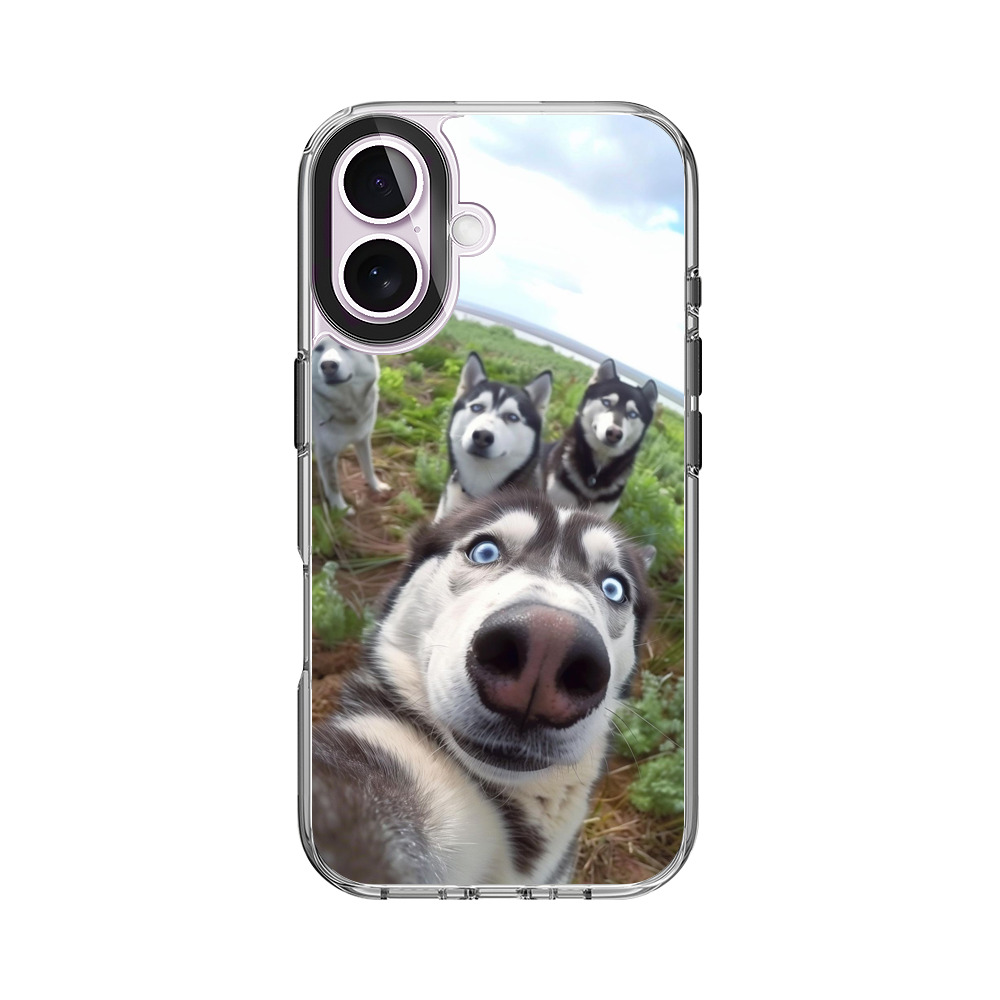 元気なハスキー犬の群れ iPhone 17オリジナルケース