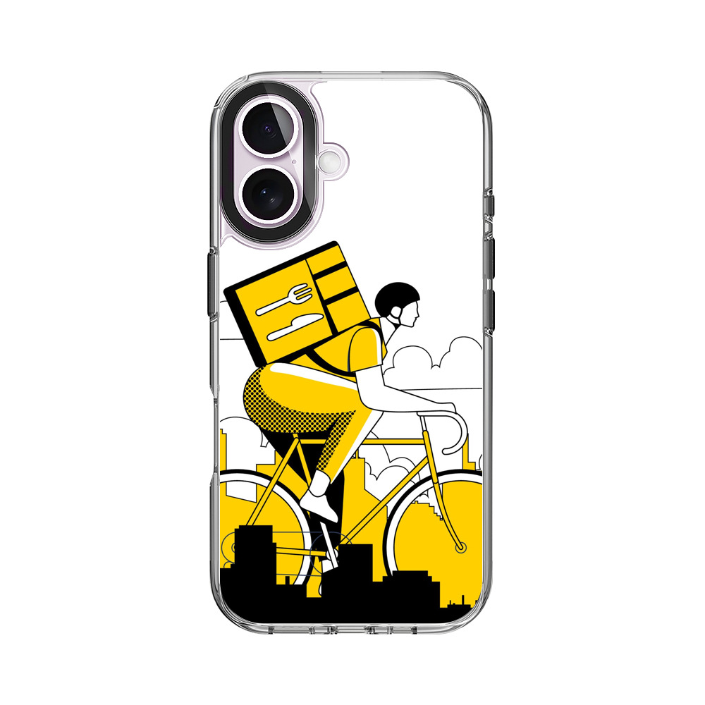 配達員が自転車で配達するシルエット iPhone 17オリジナルケース