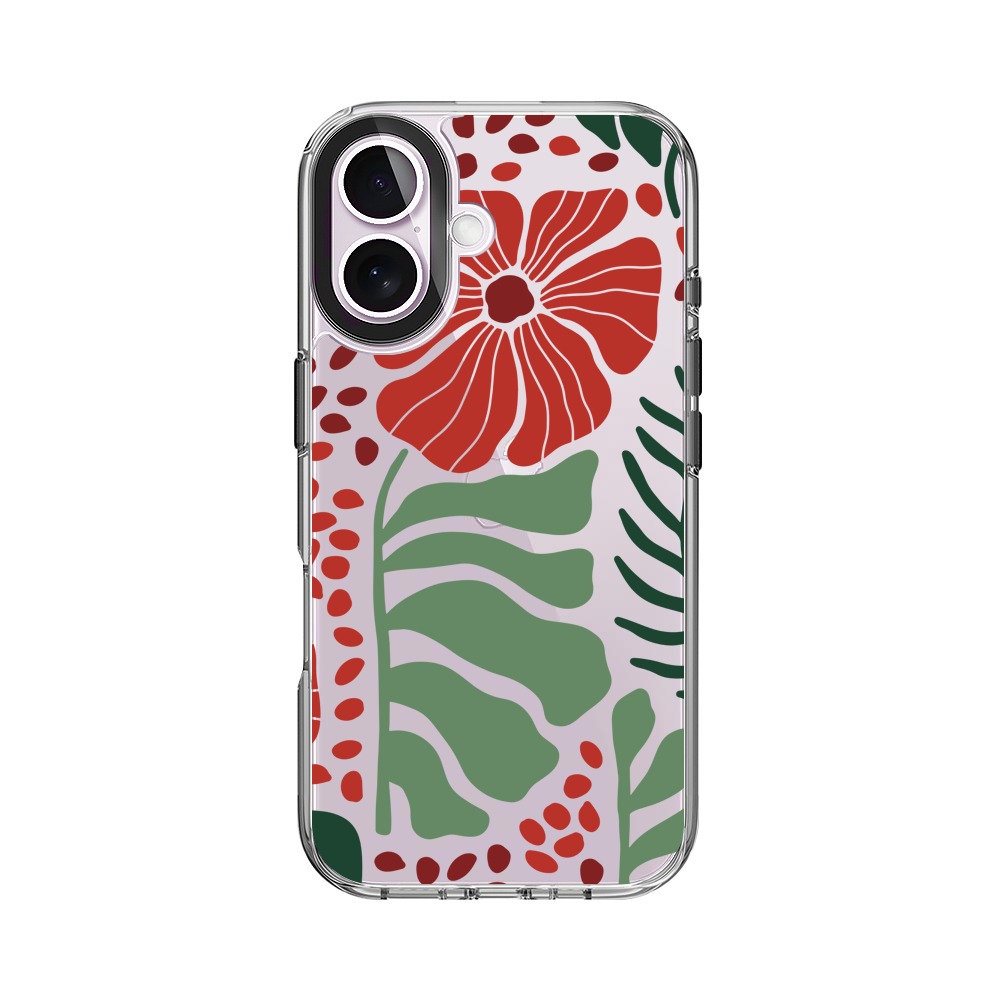 花と葉のデザイン iPhone 17オリジナルケース