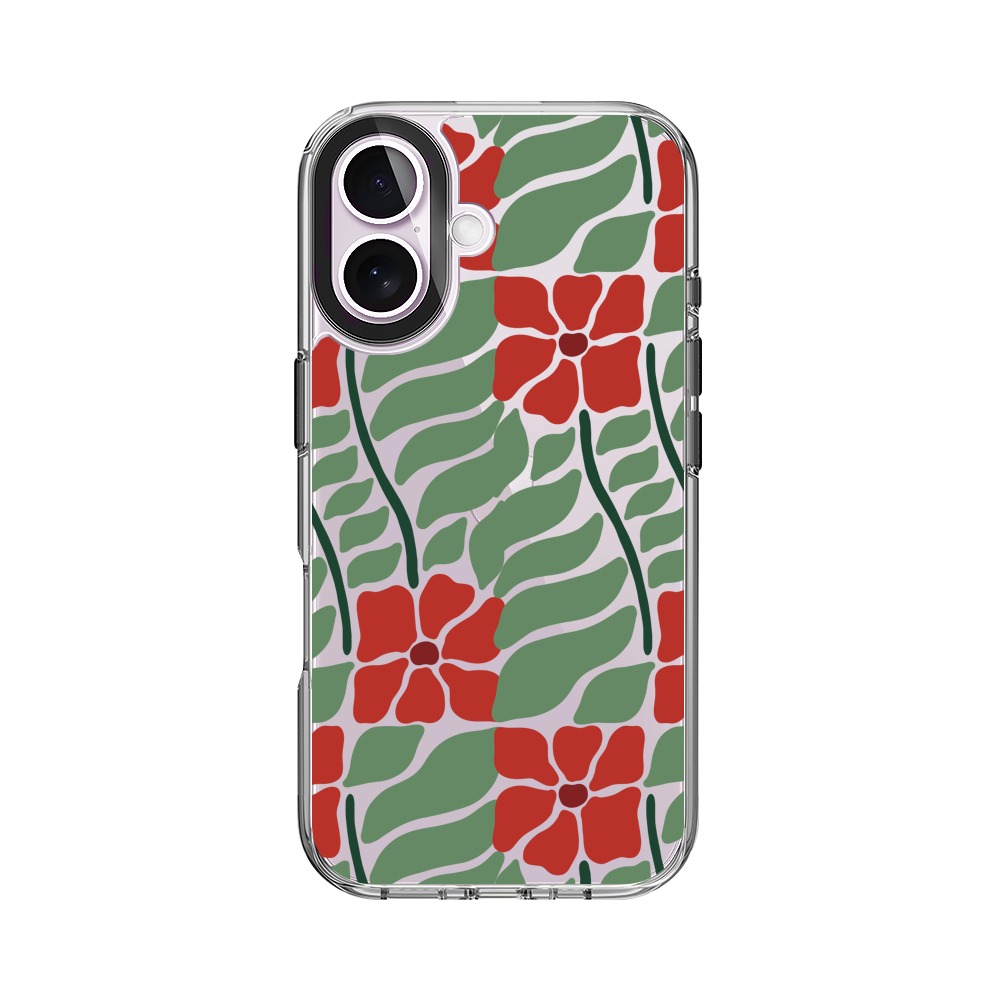 花と葉のパターン iPhone 17オリジナルケース