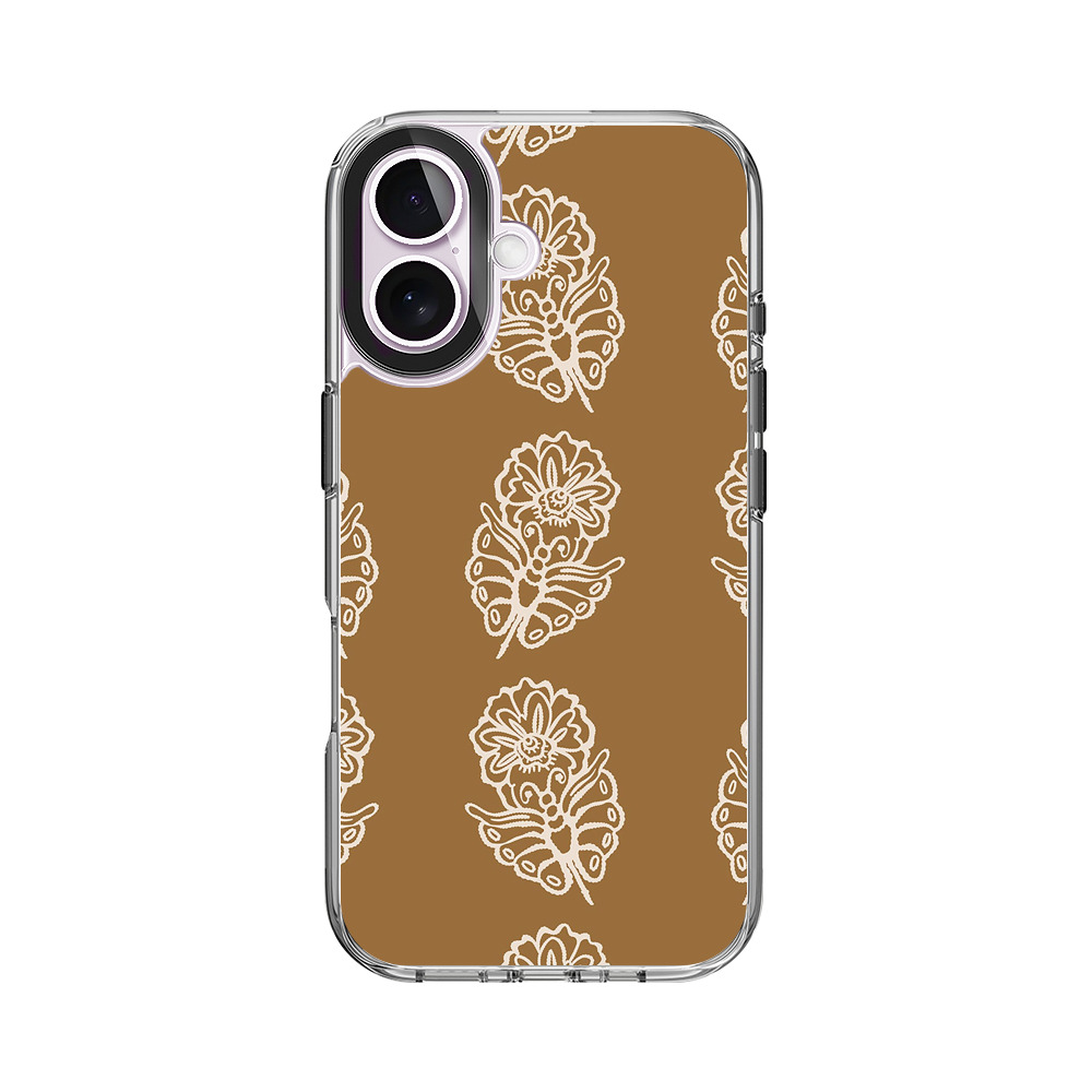 花と葉のパターン iPhone 17オリジナルケース