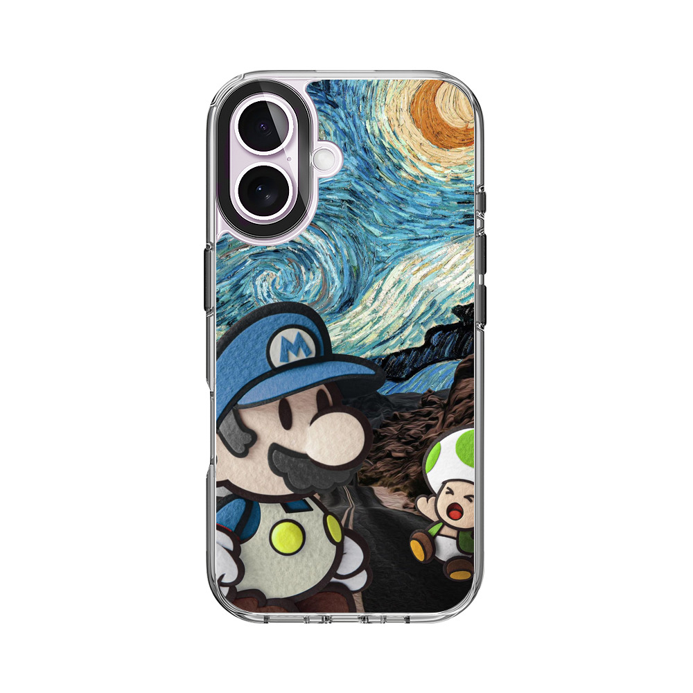 星月夜のマリオとキノピオ iPhone 17オリジナルケース