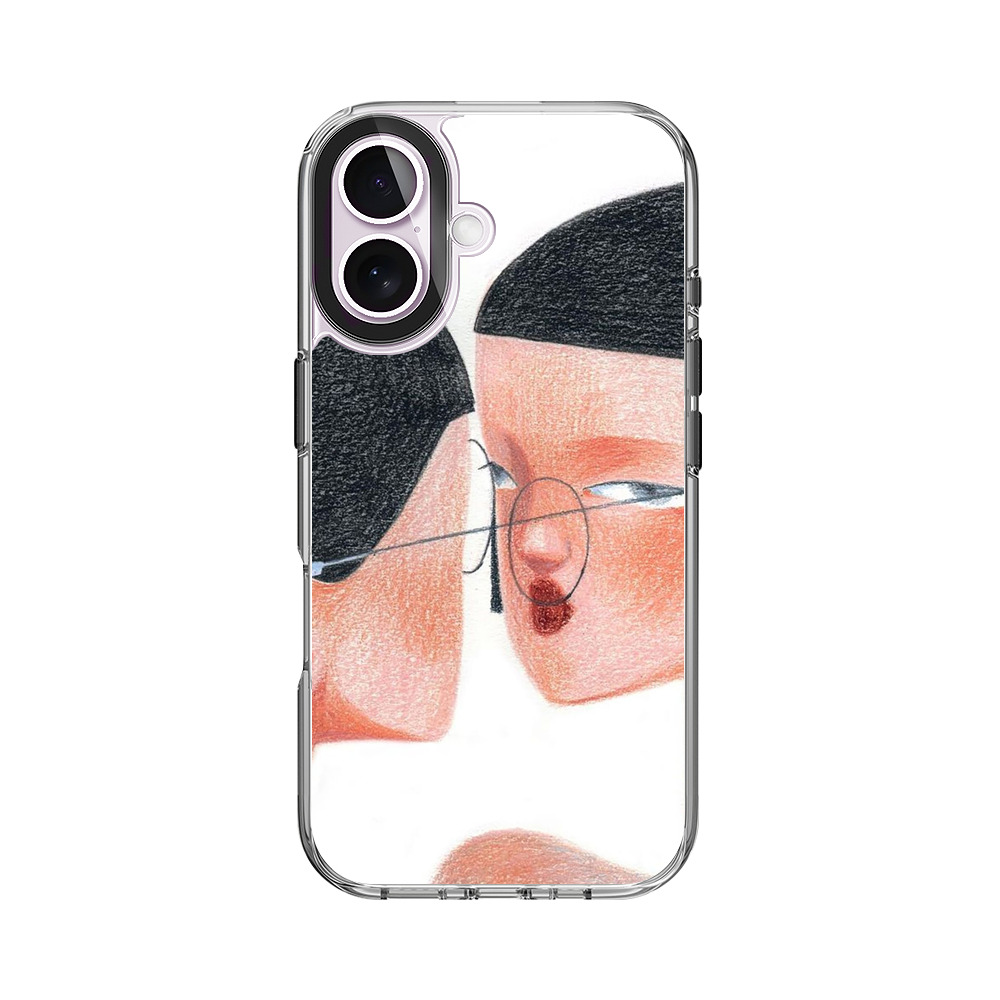 鏡を見る女性のイラスト iPhone 17オリジナルケース