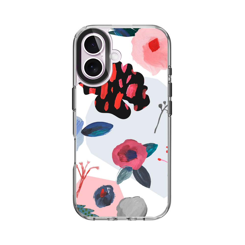 カラフルな花と抽象模様 iPhone 17オリジナルケース