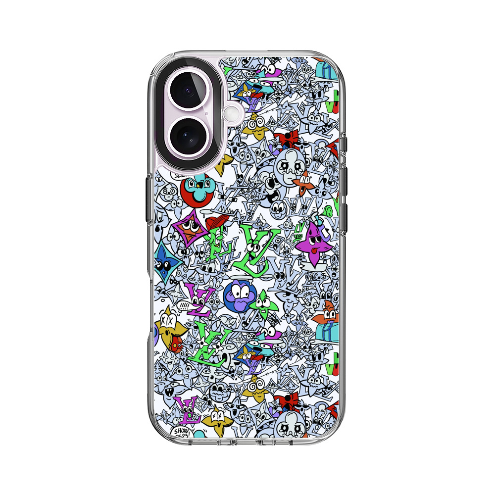 カラフルな落書きパターン iPhone 17オリジナルケース