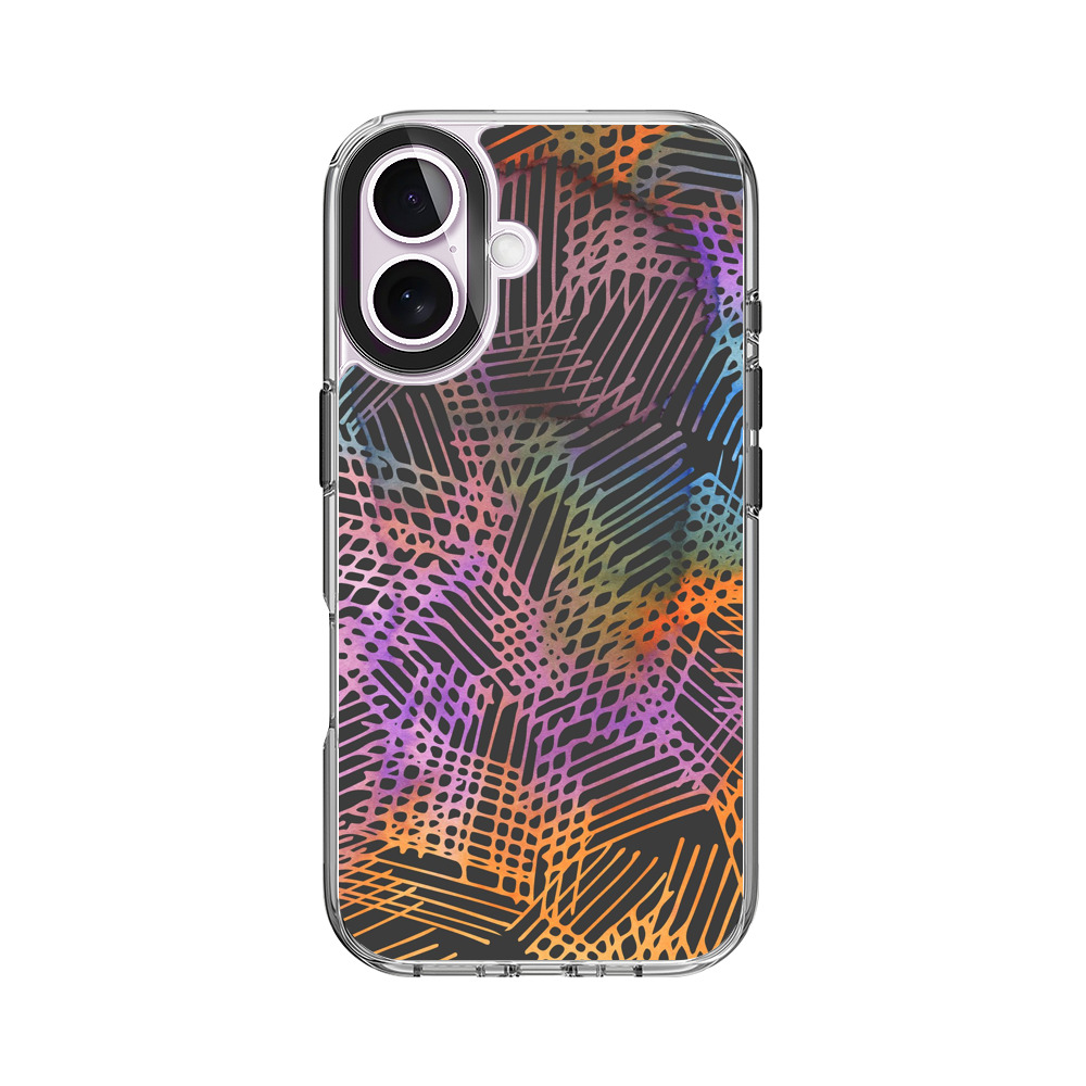 カラフルな抽象格子模様 iPhone 17オリジナルケース