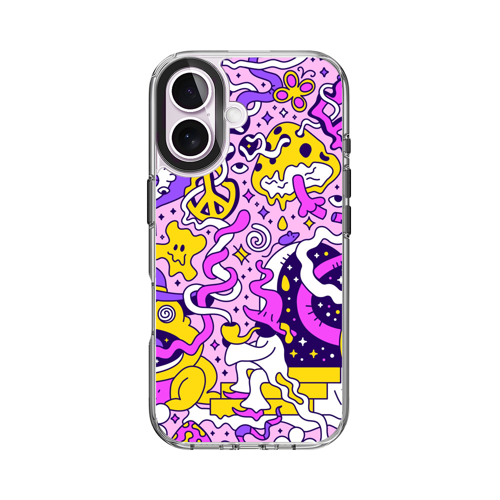 カラフルな不思議キャラクターの集合 iPhone 17オリジナルケース