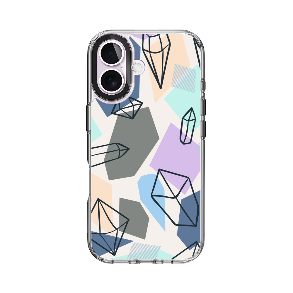 カラフルな幾何学クリスタルパターン iPhone 17オリジナルケース