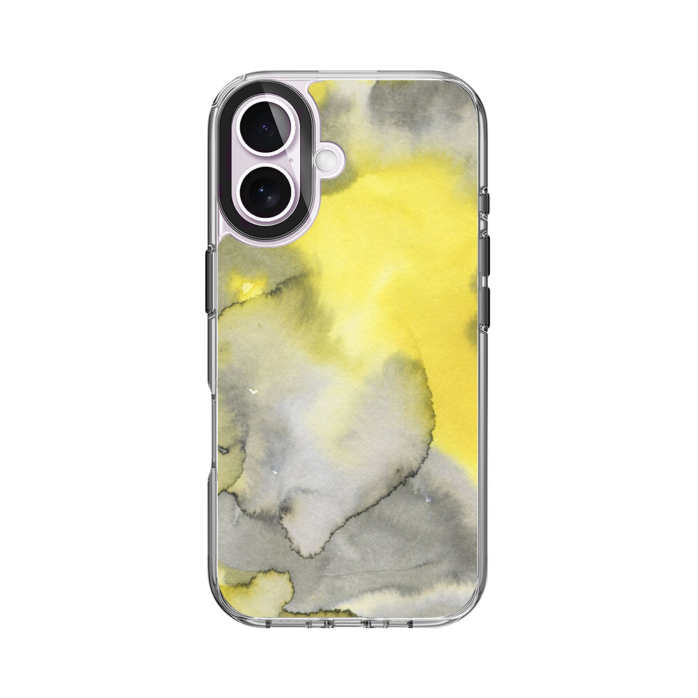 黄色と灰色の水彩模様 iPhone 17オリジナルケース