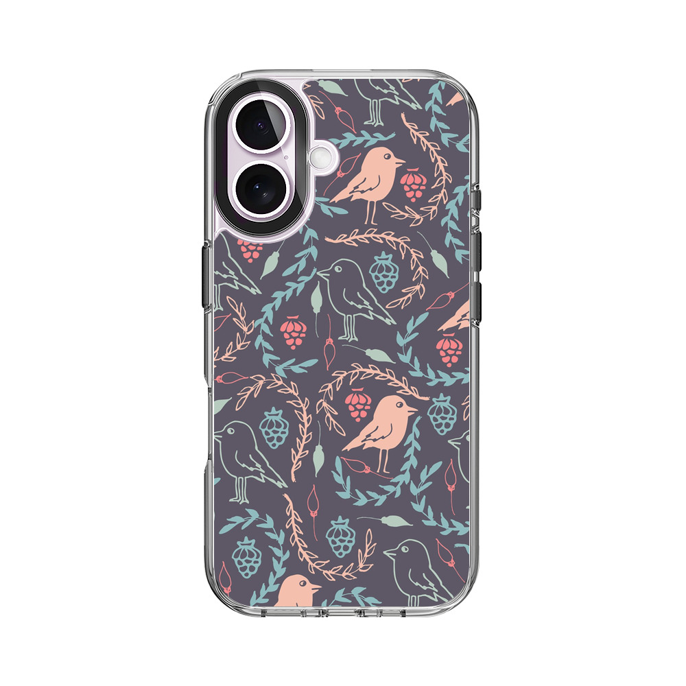 小鳥と葉のパターン iPhone 17オリジナルケース