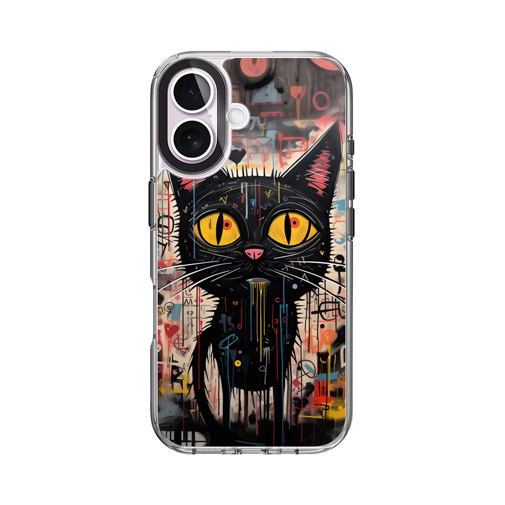 抽象的な黒猫のアート iPhone 17オリジナルケース