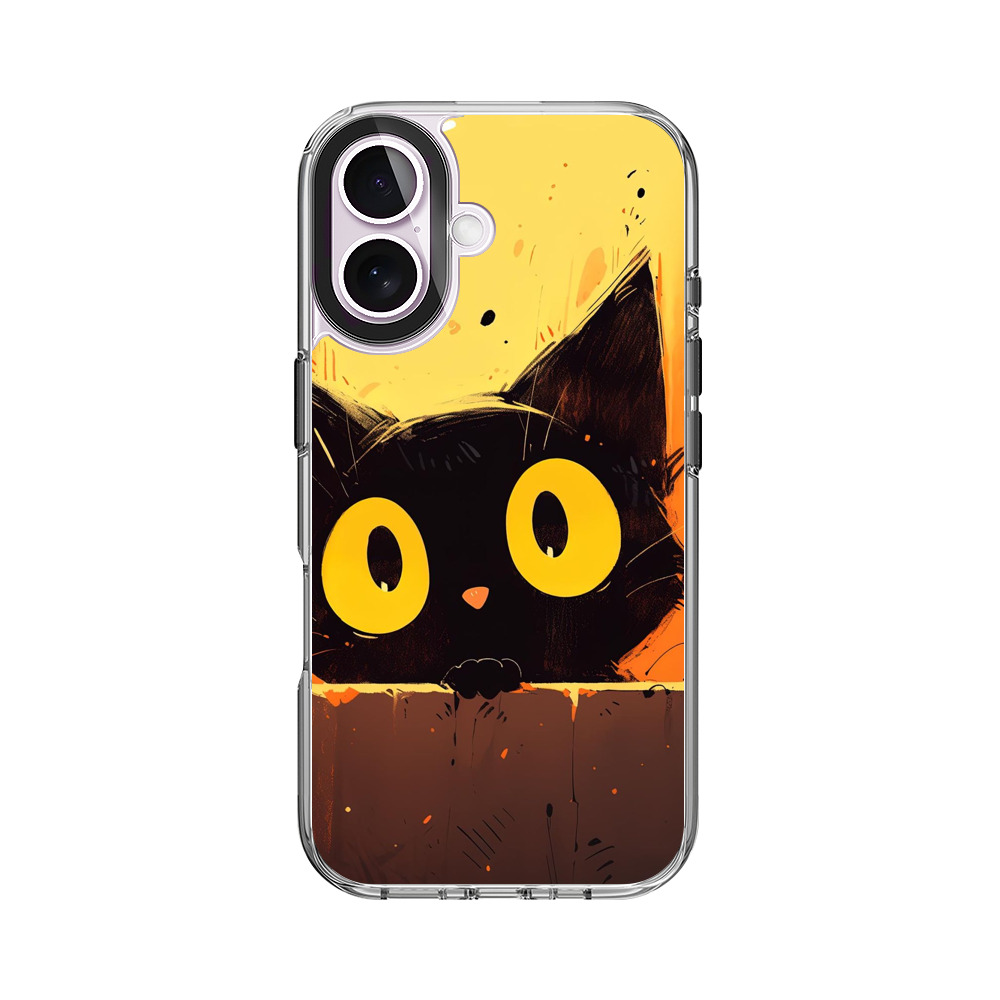 黒猫のイラスト iPhone 17オリジナルケース