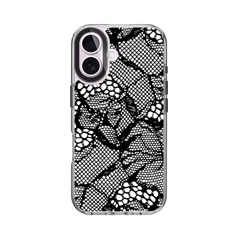 黒と白のレース模様 iPhone 17オリジナルケース