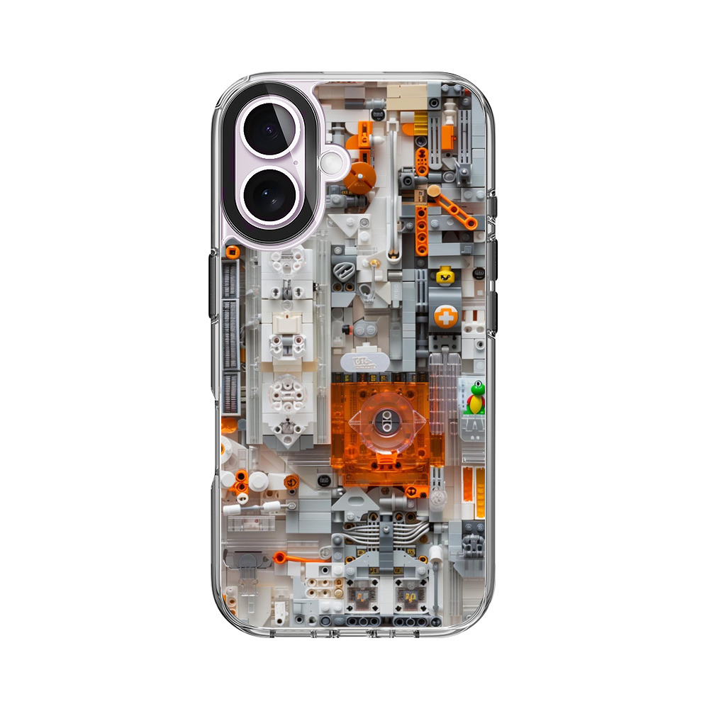 レゴのオレンジ白モザイク iPhone 17オリジナルケース