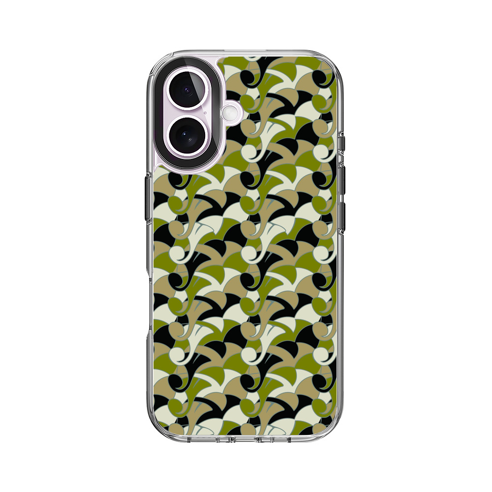 緑と黒の幾何学模様 iPhone 17オリジナルケース