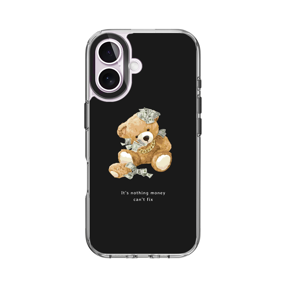 お金に囲まれたクマのぬいぐるみ iPhone 17オリジナルケース