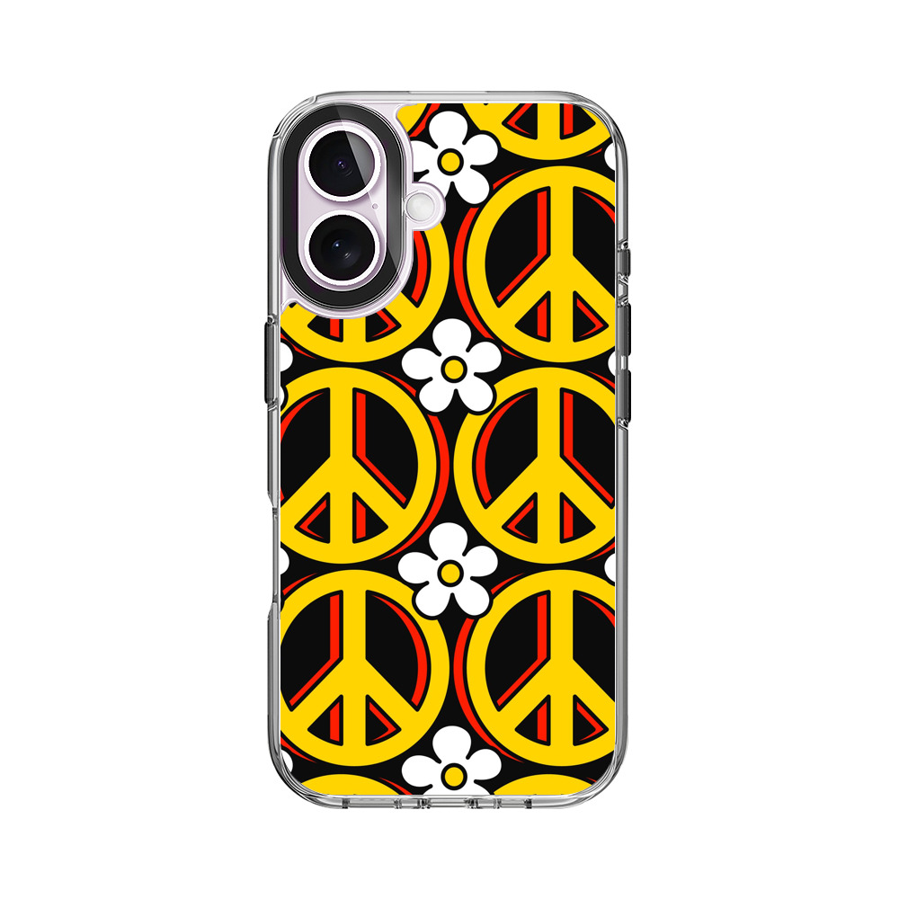 ピースマークとハイビスカスのパターン iPhone 17オリジナルケース