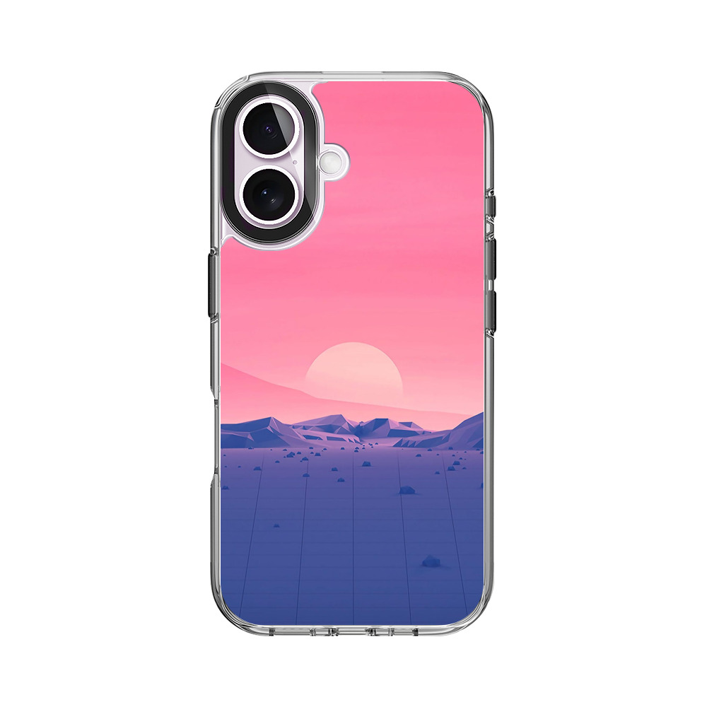 ピンク夕焼けの山景色 iPhone 17オリジナルケース